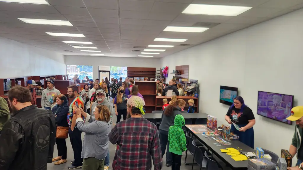 Crowds of customers at the Game Haven grand opening